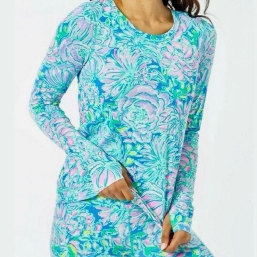 Lilly Pulitzer Luxletic Multi Floral Renay UPF 50+ Sunguard Top Size Small